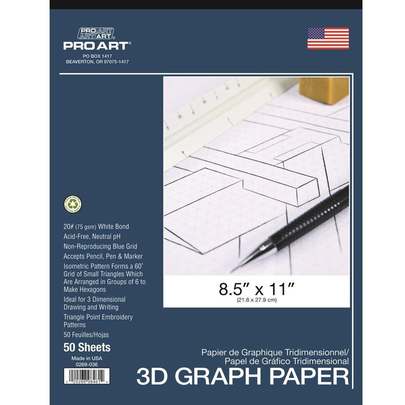 Pro Art Graph Paper  8-1/2-inch x 11-inch  50 Sheet Tape Bound Pad  White/Blue - Image 1